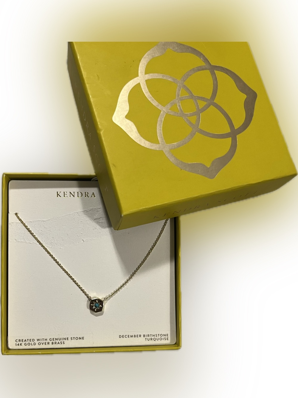Kendra Scott December Birthstone Turquoise Necklace 14k Gold Over Brass NIB